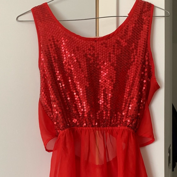 red glitter blouse